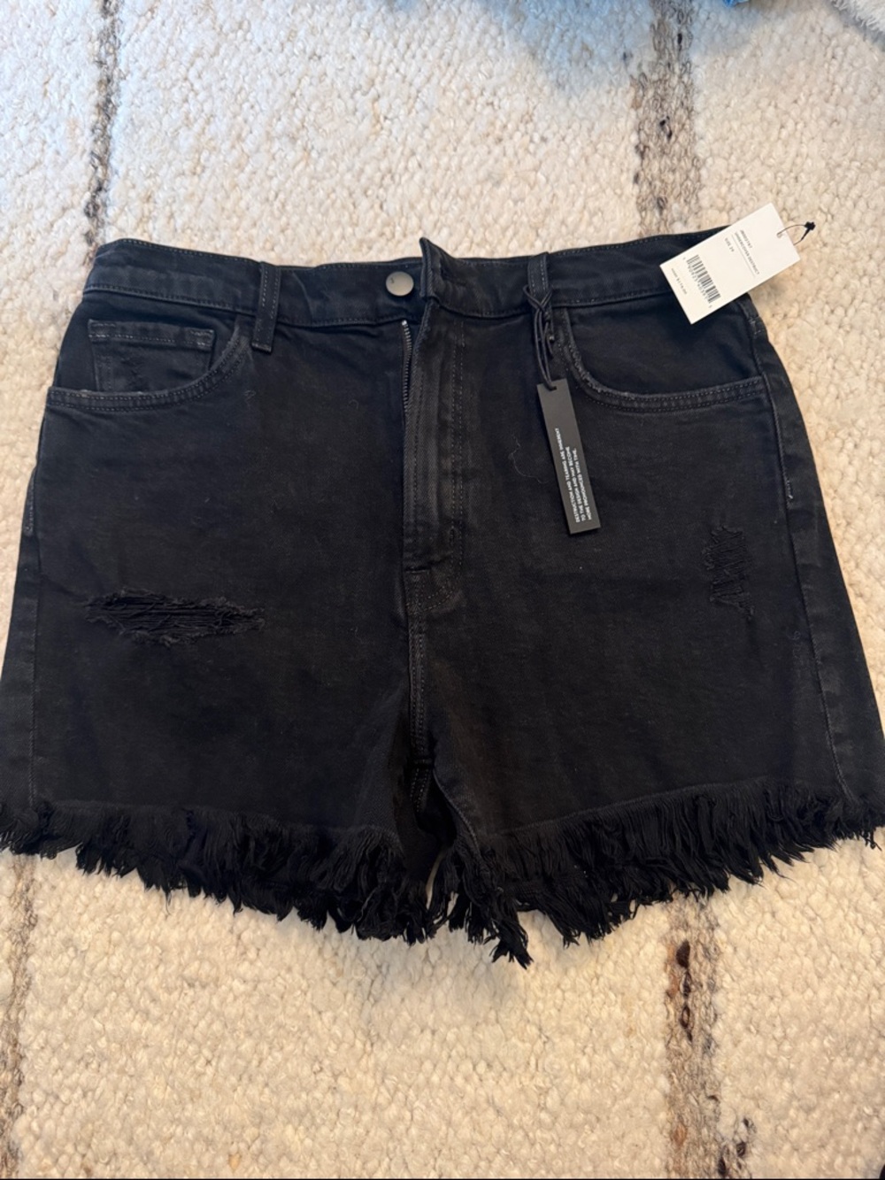 NWT J Brand Black Distressed Frayed Denim Shorts
